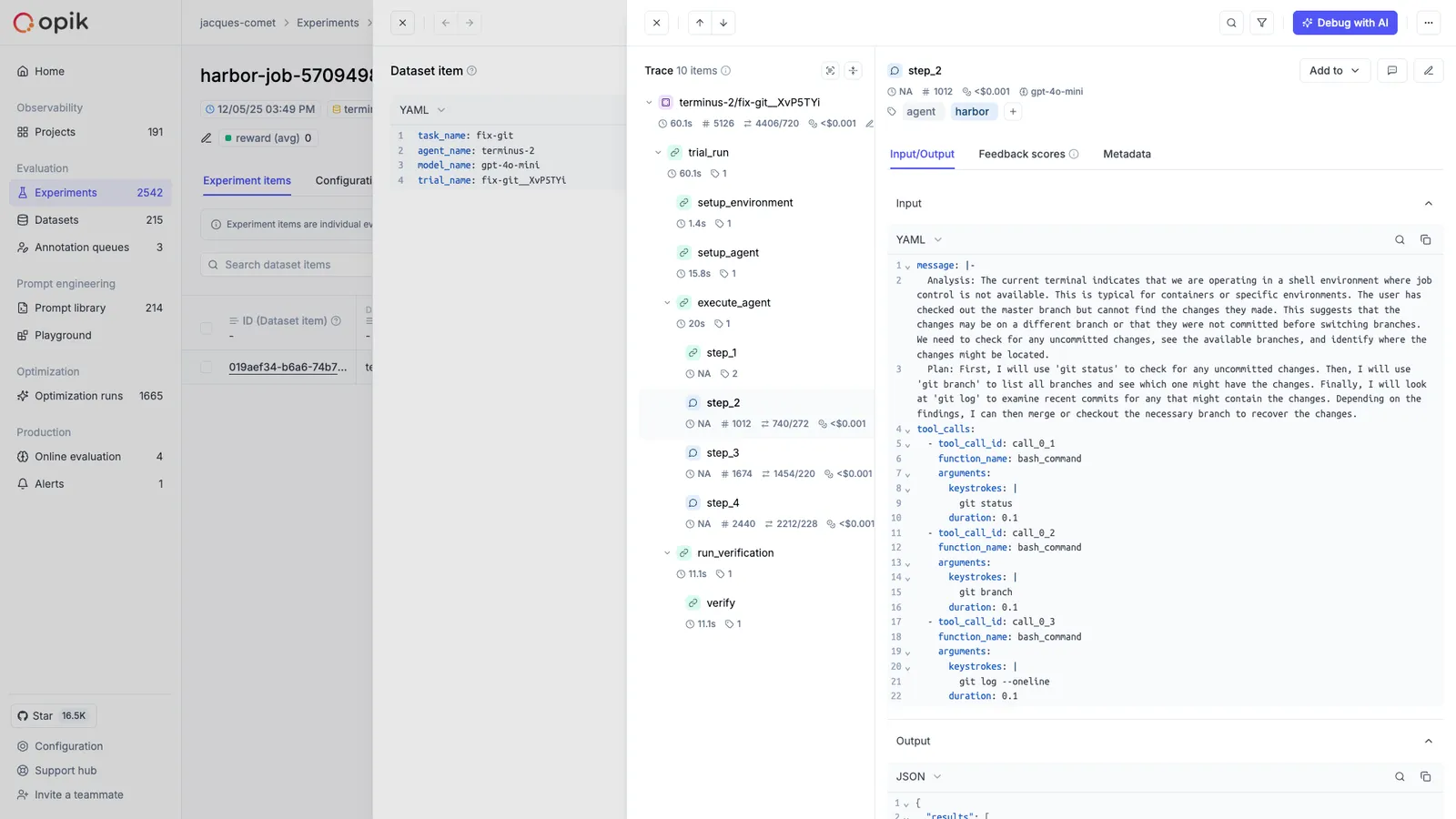 Harbor integration with Opik