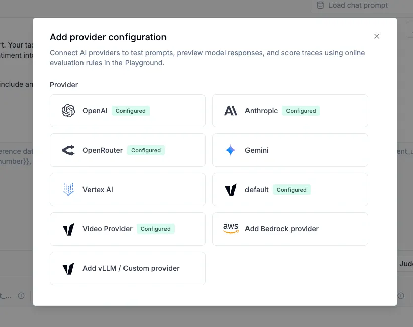 AWS Bedrock integration in the Playground provider selection