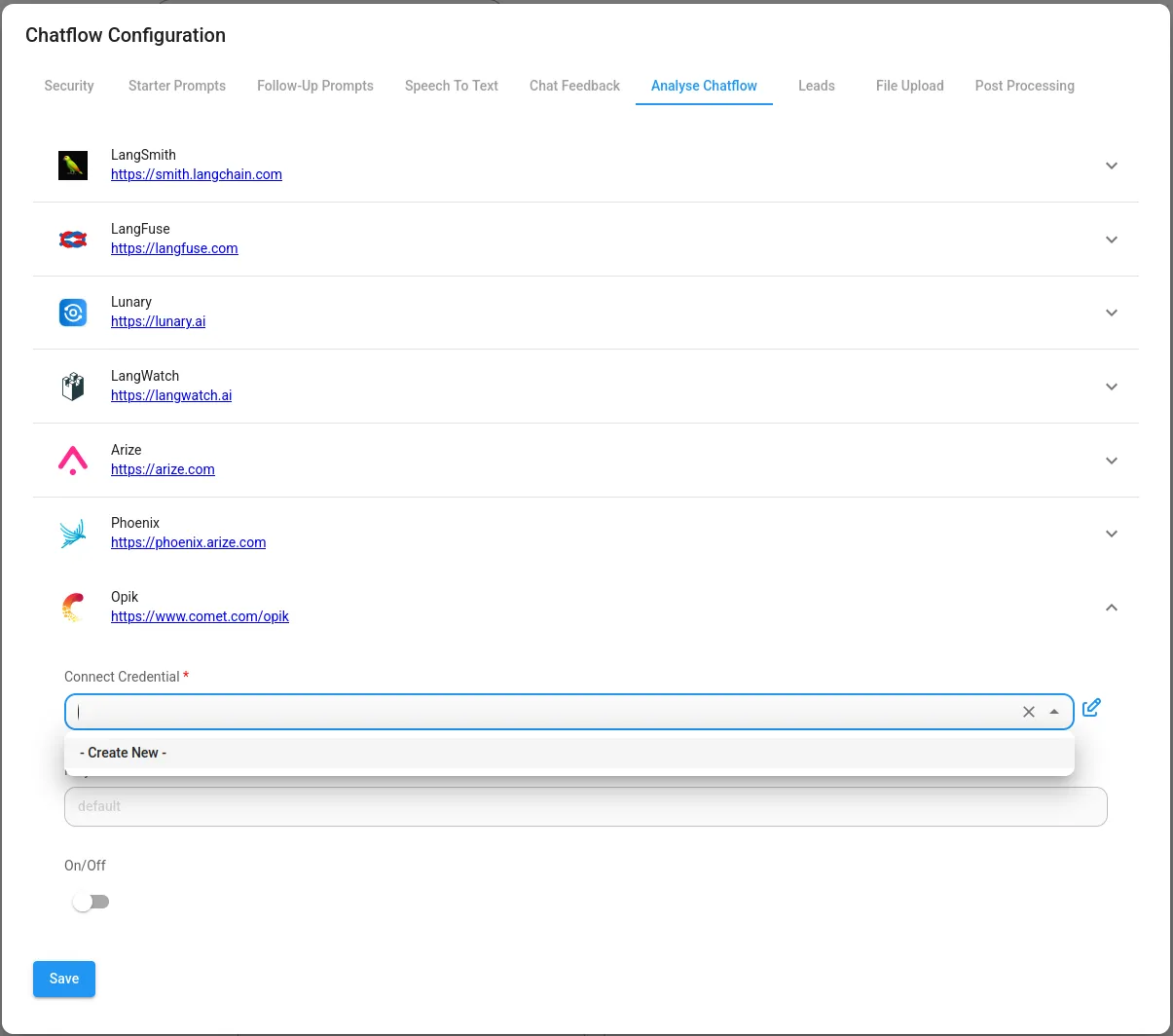 Opik Configuration Fields