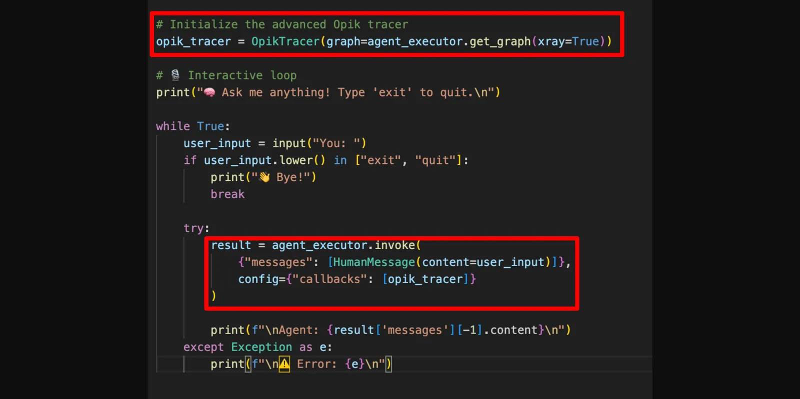 Adding tracing capabilities to an AI agent