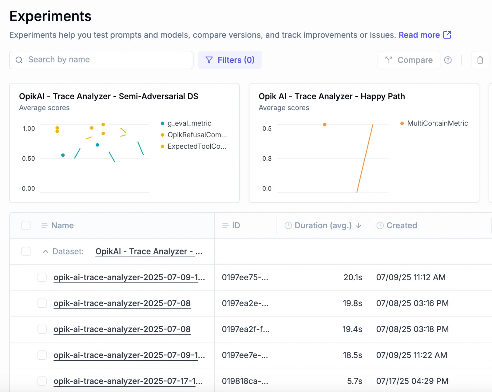 Experiment Duration Interface