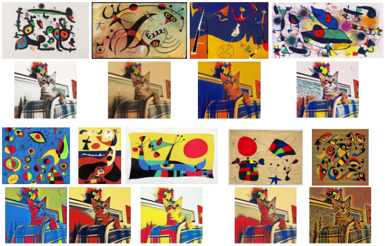 Nine Miró source styles images of cat