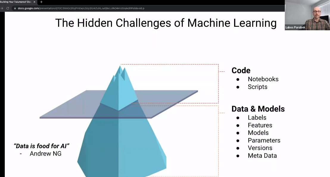 screenshot of slide showing the hidden challenges of machine learning