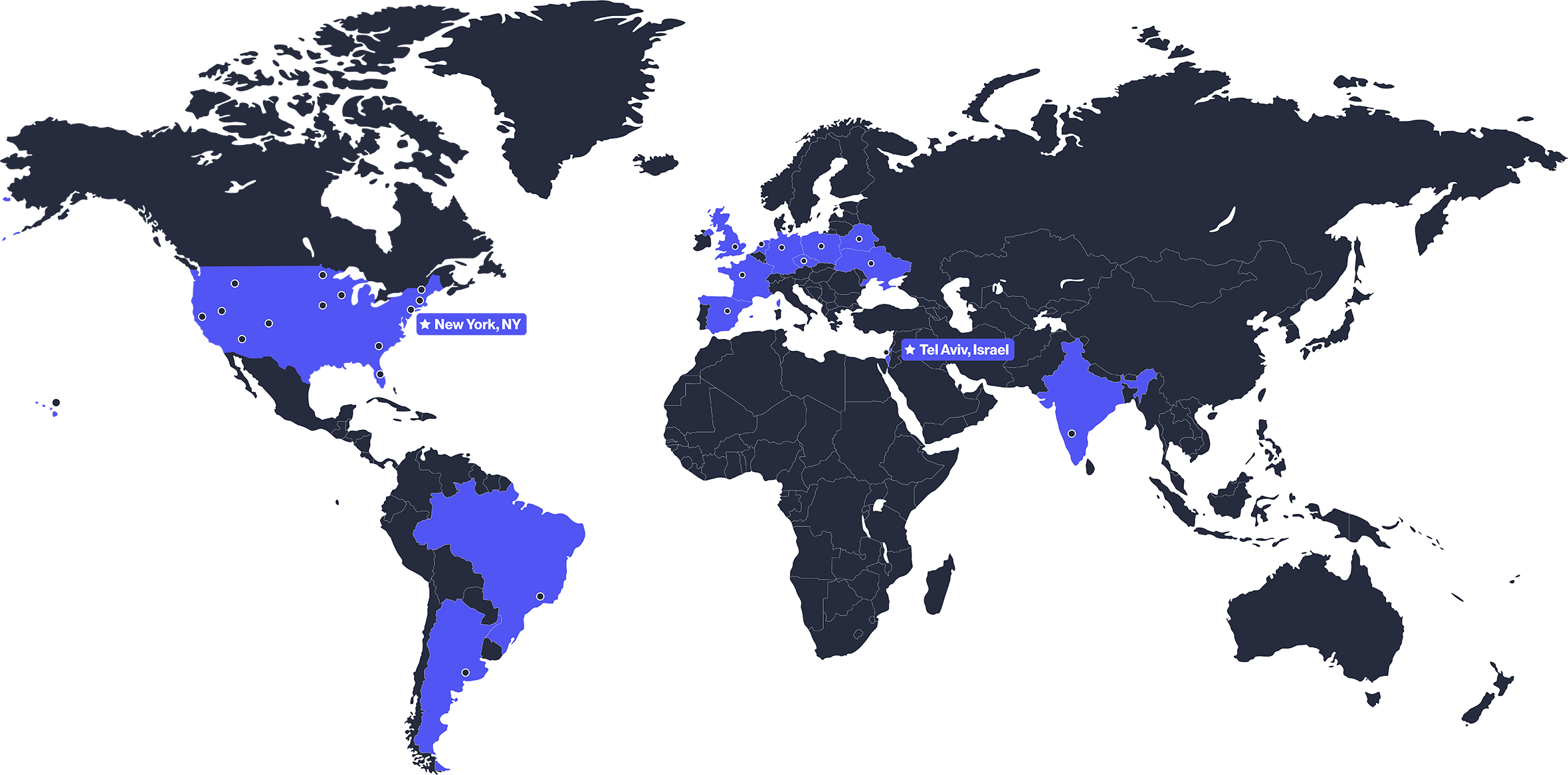 map of the world showing comet offices