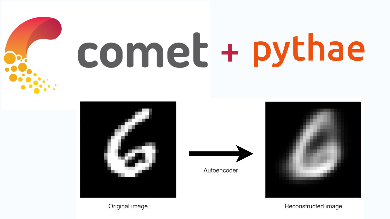 Two boxes with the number six and an arrow to indicate the original image goes through an autoencoder and is reconstructed