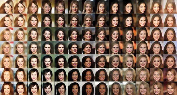 A large number of AI generated faces and their evolution