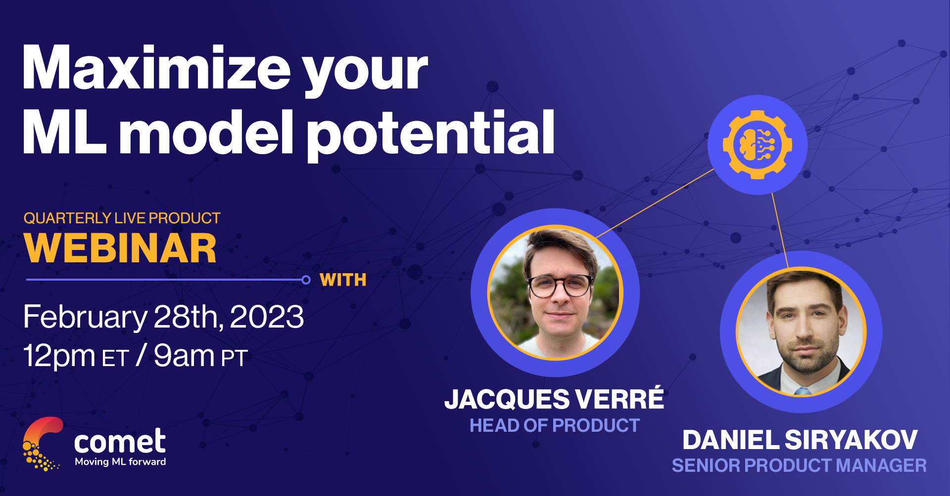 webinar banner for quarterly webinar maximize your ML model potential