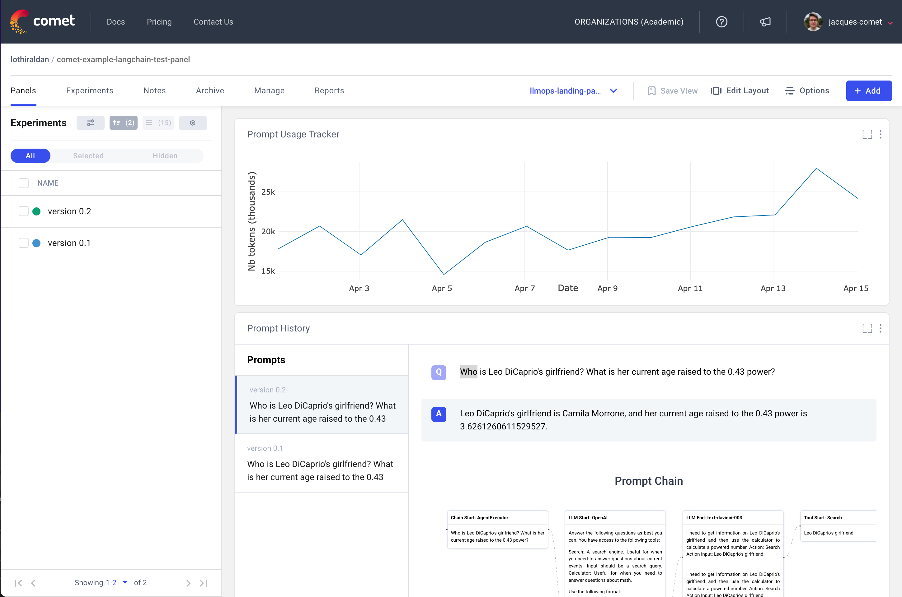 comet llmops tool, prompt management