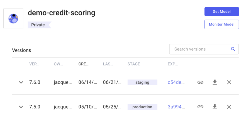 save model versions in Comet platform