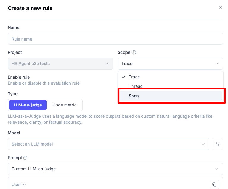 span level evaluation metrics example in opik