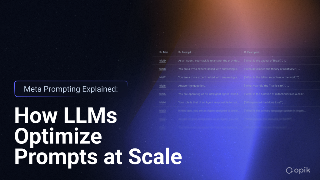 Meta prompting example shown in a screenshot from the Opik UI