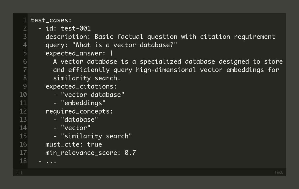 code example showing a YAML format