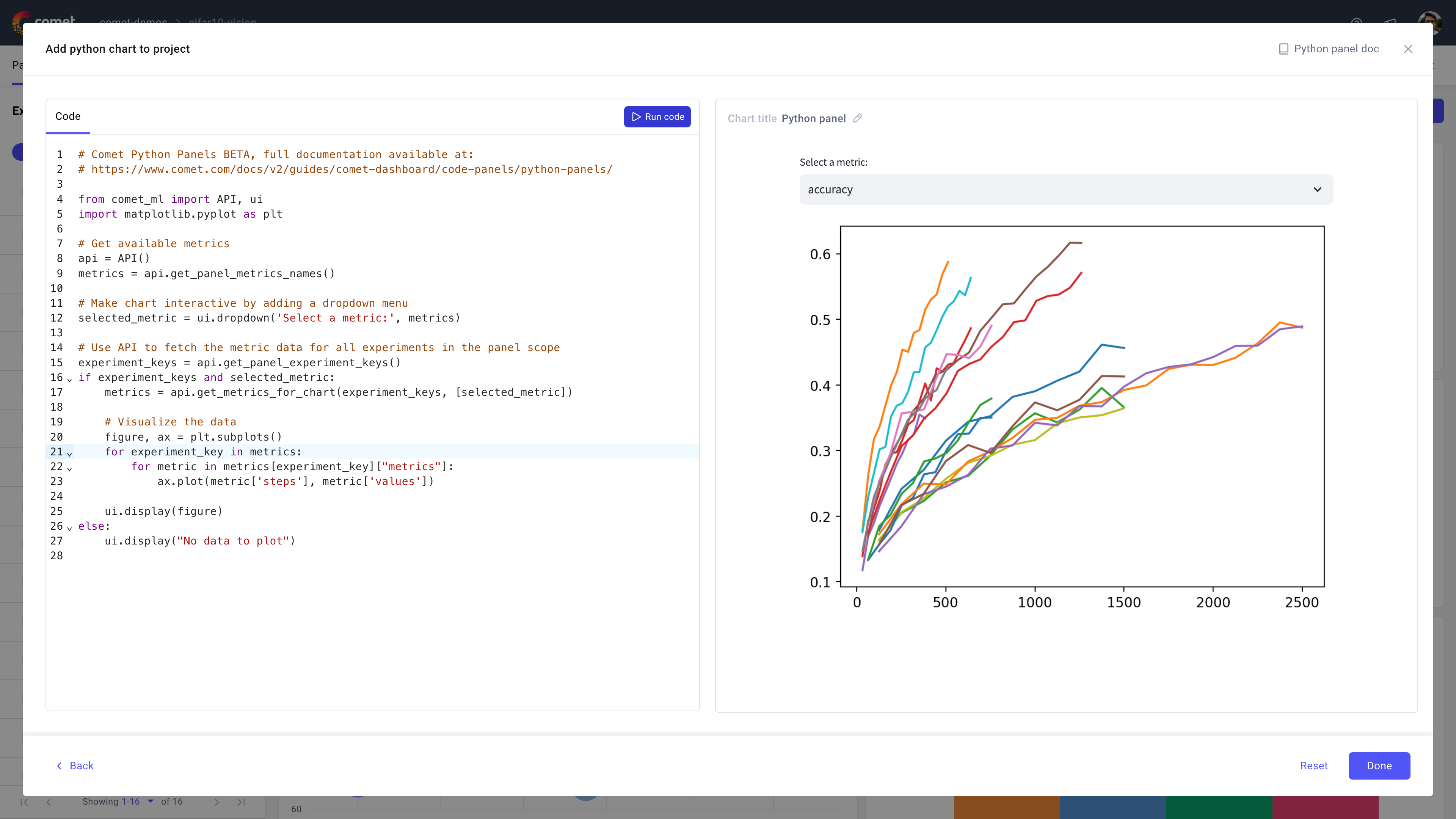 Comet Experiment Management - Python Panel